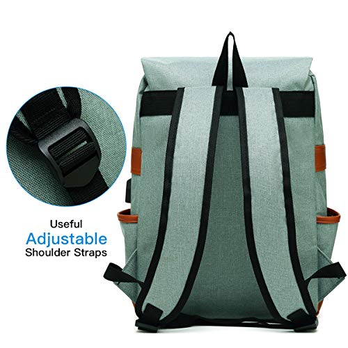 Mancio Vintage Laptop Backpack with USB Charging Port, Slim Tear