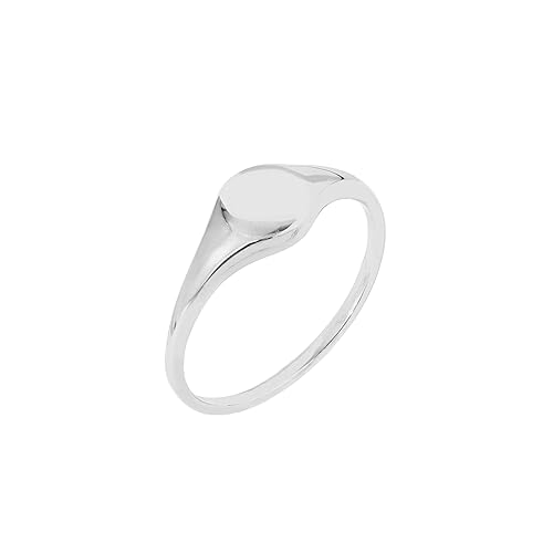 Amazon Essentials Rhodium Plated Sterling Silver Round Signet Ring Size 5, Silver