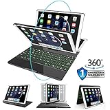 iPad Keyboard Case for iPad 9.7 inch 2018(6th Gen)/2017(5th Gen)/Air 1&amp;2/Pro 9.7,Wireless/BT Ultra-Thin Backlit Keyboard Stand Cover with 360 Rotatable,Auto Wake/Sleep and Rechargeable, Black