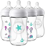Philips Avent Natural Baby Bottle with Seahorse Design, 9oz, 4pk, SCF659/47