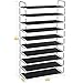MaidMAX 10 Tiers Free Standing Shoe Rack for 50 Pairs of Shoes Organizer in Closet Entryway Hallway, Sturdy Metal Frame and Fabric Shelves, 39.4 x 11.4 x 68.9'', Black