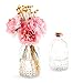 MyGift Vintage Embossed Clear Glass Bottle, Apothecary Style Flower Bud Vase, Essential Oil Diffuser Bottles with Cork Lid, Set of 2