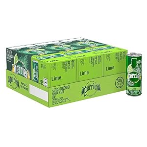 Image of Perrier Lime Flavored Carbonated Mineral Water, 8.45 fl oz. Slim Cans (30 Count)