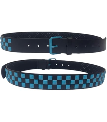 Pyramid Studded Leather Belt Womens‎ Small Navy Blue Silver Pyramid Punk Rock Blue Pyramid Studded Leather Belt Punk (Large (38-40)) at  main image 3