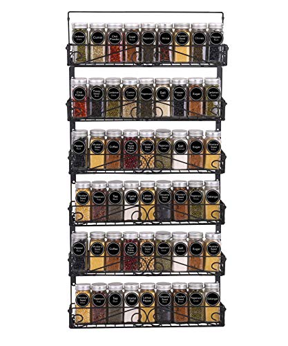SWOMMOLY Wall Mount Spice Rack, 6 Pack Stackable Foldable Spice Racks Organizer, Black,Large