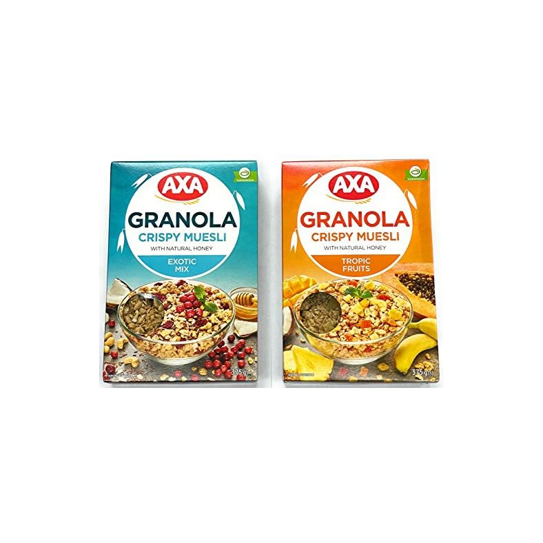 AXA Granola Crispy Muesli Mix Tropic Fruits and Exotic Mix 375g 13 oz Each