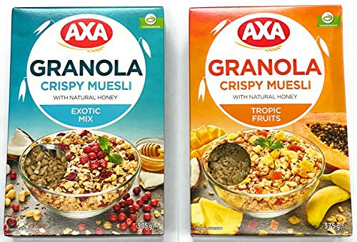AXA Granola Crispy Muesli Mix Tropic Fruits and Exotic Mix 375g 13 oz Each