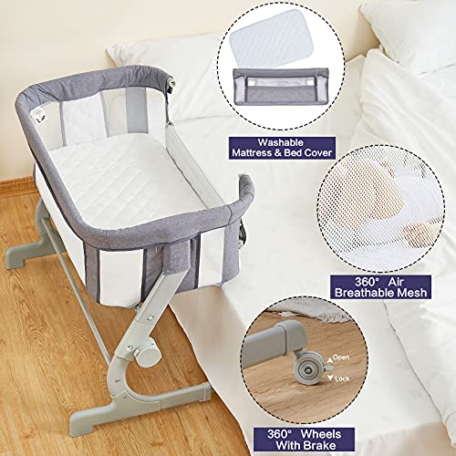Sasuwa 2in1 Bedside Sleeper& Baby with Mattress, Bedside