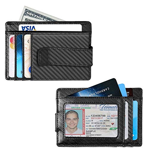 Beartwo RFID Blocking Minimalist Genuine Leather Money Clip Wallet Slim
