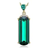 JewelryPalace 4.4ct Fancy Cut Simulated Green Nano Emerald Pendant Necklace for Women, 925 Sterling Silver White Yellow Rose Gold Plated Necklace, Fashion Gemstone Gift for Girl 18 Inches Chain