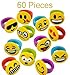 Kicko 1 Inch Emoticon Rubber Rings Emojis - 60 Pieces - Variety of Funny Expressions and Smileys - Party Favor