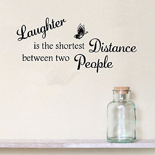 Anglewings Wall Sticker Lettering quotes and saying Laughter is the shortest distance between two people for bedroom