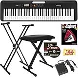 Casio Casiotone CT-S200 61-Key Portable Digital Keyboard Bundle with Adjustable Stand, Bench, Sustain Pedal, Instructional Bo