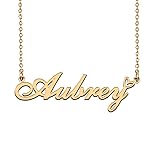 HUAN XUN 18K Gold Plated Name Necklace Aubrey for