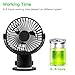 Vaincre 360° Rechargeable USB Clip On Mini Desk Fan, Black Portable Table-Top Fan Fully Adjustable Head, Three Quiet Speeds, Ideal for Office, Home, Travel and More