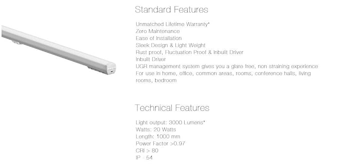 CORVI 20 Watt 3 ft (36 inch) 5700 K (White) LED Batten with Lifetime Warranty (Pack of 2)