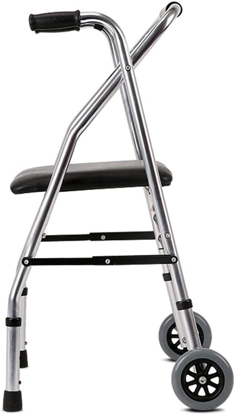 ZHDC® Walking aids, The elderly fold Walker With seat Pulley Four feet crutches Stroke Rehabilitation Walker Walker walking aid