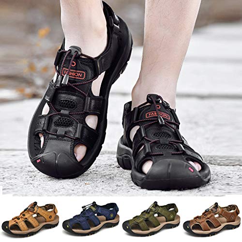 Respctful✿ Sandals Men Non-Slip Closed Toe Water Shoes Summer Casual Outdoor Sport Beach Sandal Shoes Black