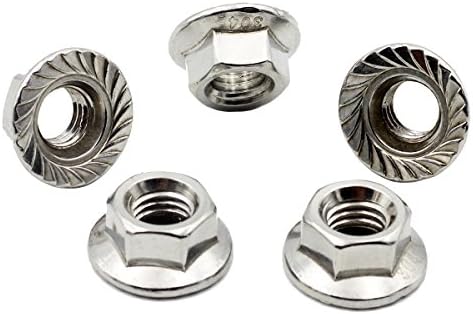 M10 Flange Nut,Left Hand,Stainless Steel,Pack 8 pcs