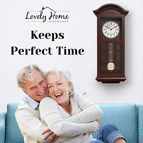 Pendulum Wall Clock Battery Operated Hanging Grandfather Wall Clock with Pendulum Quiet Wood