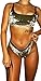 Jiujiuyi Women's Velvet Sexy Crop Tank and Thong Bikin Set Swimsuit 2 Pieces (Medium, Green)
