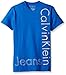 Calvin Klein Boys' Short Sleeve Solid V-Neck T-Shirt, Soft, Comfortable, Relaxed Fit, Icon Medium Blue, 14-16
