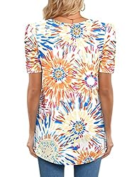 CATHY Womens Summer T-Shirt Short Puff Sleeve Tunic