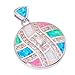 CiNily Opal Necklace,Created Blue Pink White Fire Opal Zircon Women Jewelry Gemstone 14K White Gold Plated Rainbow Pendant Necklace