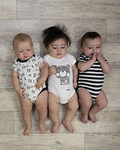 Paquete de 5 osito Body Bodies para bebé niños y Blanco / Gris / Azul 