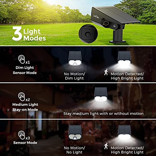 LITOM 30 LEDs Solar Motion Sensor Landscape Spotlights, IP67 Waterproof
