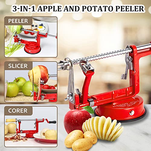 MAISON HUIS Apple Peeler and Corer Slicer Suction Base 3In1 Fruit Pealer for Apple Potato