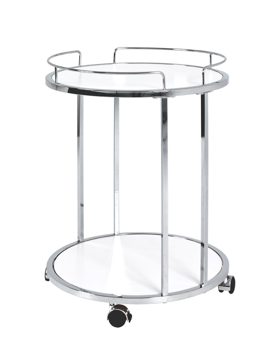 HAKU Trolley Chrome, White, Mdf, Metal - Dim.: H 60 cm X Ø 45 cm, Style: Modern