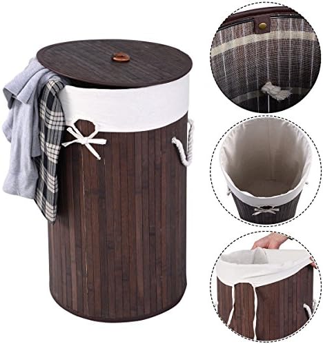New Brown Thickened lid Bamboo Handle Simple Convenient Opening Hamper Laundry Basket Washing Cloth Organizer Storage