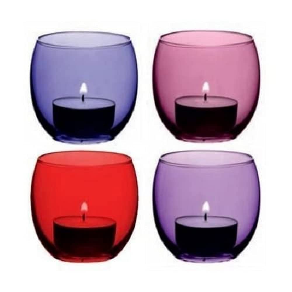 LSA International Coro Tealight Holder H6.5cm Berry Assorted | Set of 4 | Hand Painted Glassware | CZ06