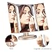 EASEHOLD Lighted Makeup Mirror,2X 3X Magnifiers Vanity Mirror with Upgraded Eye-Caring Lights Tri-Fold 180 Degree Adjustable Countertop Cosmetic Bathroom Mirror (Gold)