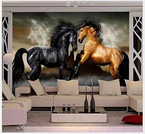 黒茶色の馬ギャロッピングリビングルームベッドルームテレビソファ背景壁3d壁紙壁画