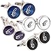 H&H HJ Men's 2PCS Rhodium Plated Cufflinks Silver Initial Letter Shirt Wedding Business 1 Pair Set 4 Color A-Z