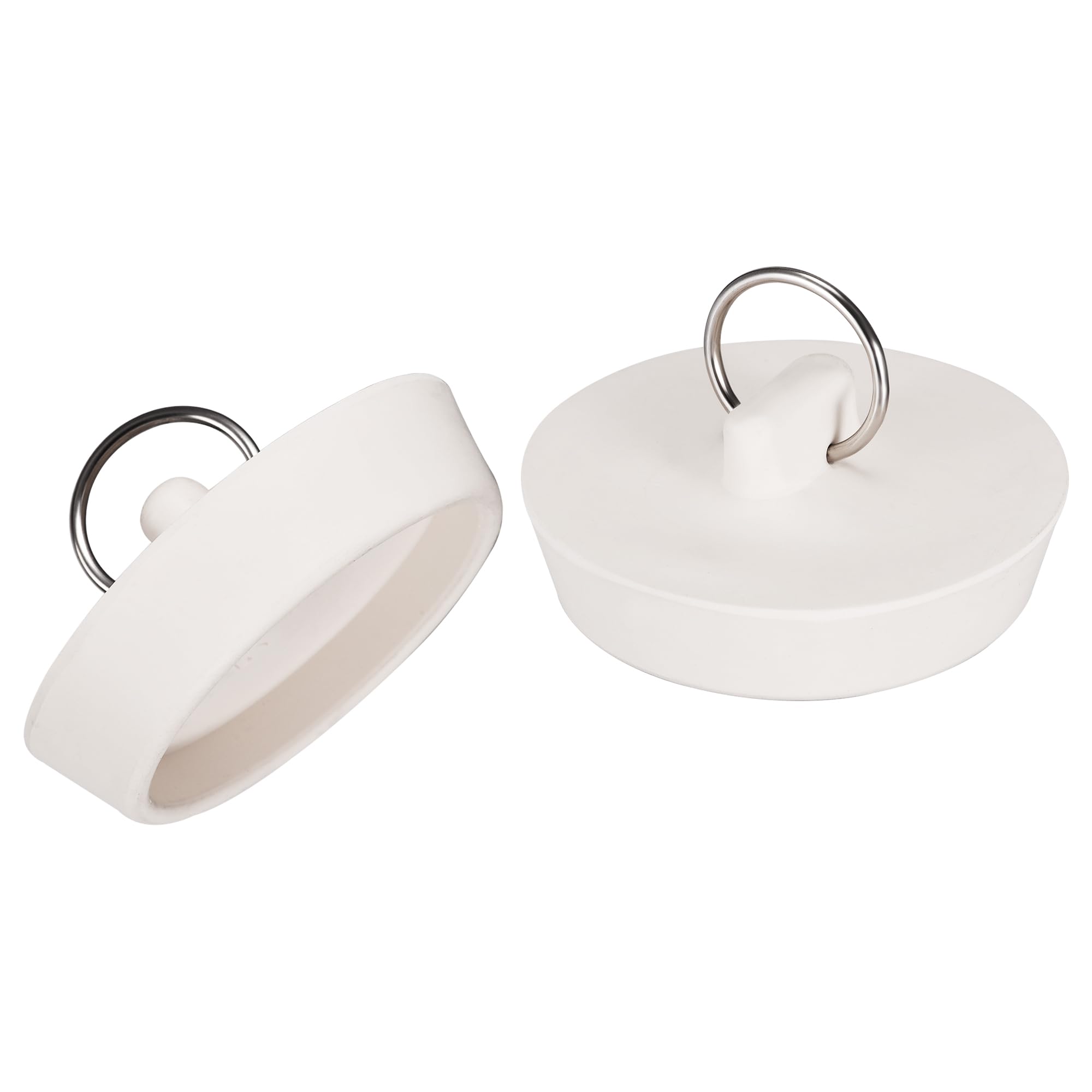 sourcing map Rubber Sink Plug, Drain Stopper White Fit 53-55.5mm with Hanging Ring for Bathtub Kitchen and Bathroom 2pcs