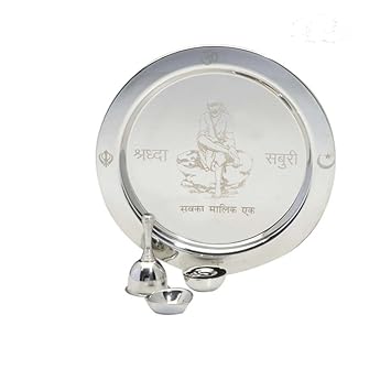 Navisha PNB SAI Baba Stainless Steel Puja Thali - Set of 4
