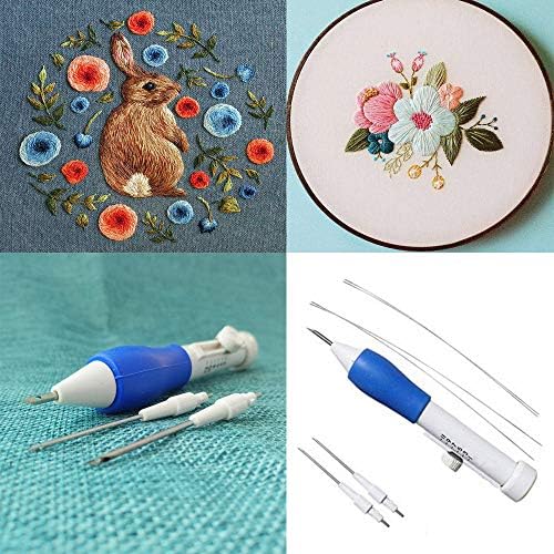 Gouc Fashion Magic Embroidery Pen Embroidery Needle Weaving Tool Fancy 1pc Embroidery Pen + 4pcs Embroidery Needles