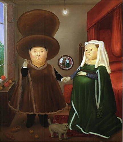 Fernando Botero - After The Arnolfini Van Eyck, Canvas Art Print by YCC, Size 18x24, Non-Canvas Poster Print
