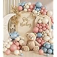 Gender Reveal Balloon Garland Arch Kit, 130pcs Dusty Pink and Blue Balloons Arch for Boho Neutral Theme Baby Shower Birthday Gender Reveal Decoration