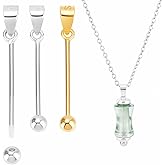 SUNNYCLUE 1 Box 4pcs 2cm 925 Sterling Silver Pendant Pinch Clasp Jewelry Pinch Clasp Interchangeable Gold Beadable Blank Bars Bail Pendant Clips Clasps Connectors for Jewelry Making Women Christmas