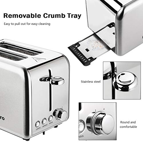 Compact Toaster 2 Slice Wide Slot Stainless Steel Housing Best Rated