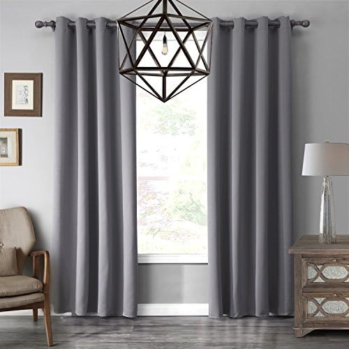 Sxshome Noise Reducing Room Darkening Blackout Thermal Insulated Treatment Window Curtains Panel and Drapes for Bedroom and Living Room (52 By 63 Inch,1 Panel,Grey)