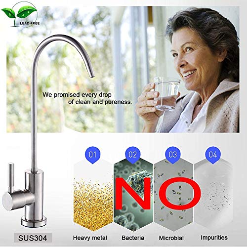 ESOW Kitchen Water Filter Faucet, 100% Lead-Free Drinking Water Faucet Fits Most Reverse Osmosis Units or Water Filtration System in Non-Air Gap, Stainless Steel 304 Body Brushed Nickel Finish