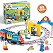 Electric Train Set-Toddler Train Toy Figures & Playsets for Age 2-10Year Old Boy Toy Trains, Kids Toy Train Sets for Boys&Girls, Mini Engine Steam Train Model Train (53 Pieces)