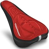Aduro Sport Bike Seat Cushion Cover Pad with Memory Foam for Bicycle Narrow Seat Saddle, No Installation Needed, Bounce Free - Enjoy Longer Rides, Water Resistant (Red)