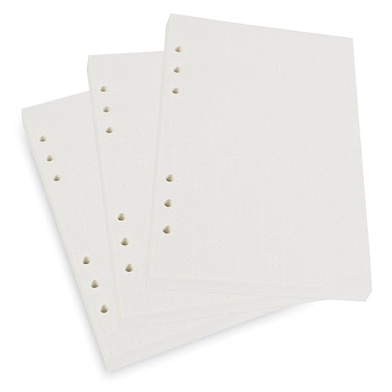 A5 6Ring Binder/Planner Refill Paper (Pack of 3, 300 Sheets) for Filofax, 6 Hole, Dot Grid