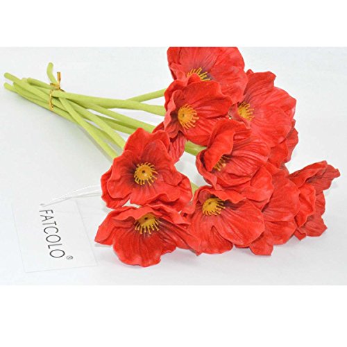 10 PCS new arrivals high quaulity Fresh Artificial Mini Real Touch PU/ latex Corn Poppies Decorative Silk fake artificial poppy flowers for Wedding holiday Bridal Bouquet Home Party Decor bridesmaid bouquets (red) 10 PCS new arrivals high quaulity Fresh Artificial Mini Real Touch PU/ latex Corn Poppies Decorative Silk fake artificial poppy flowers for Wedding holiday Bridal Bouquet Home Party Decor bridesmaid bouquets (red)